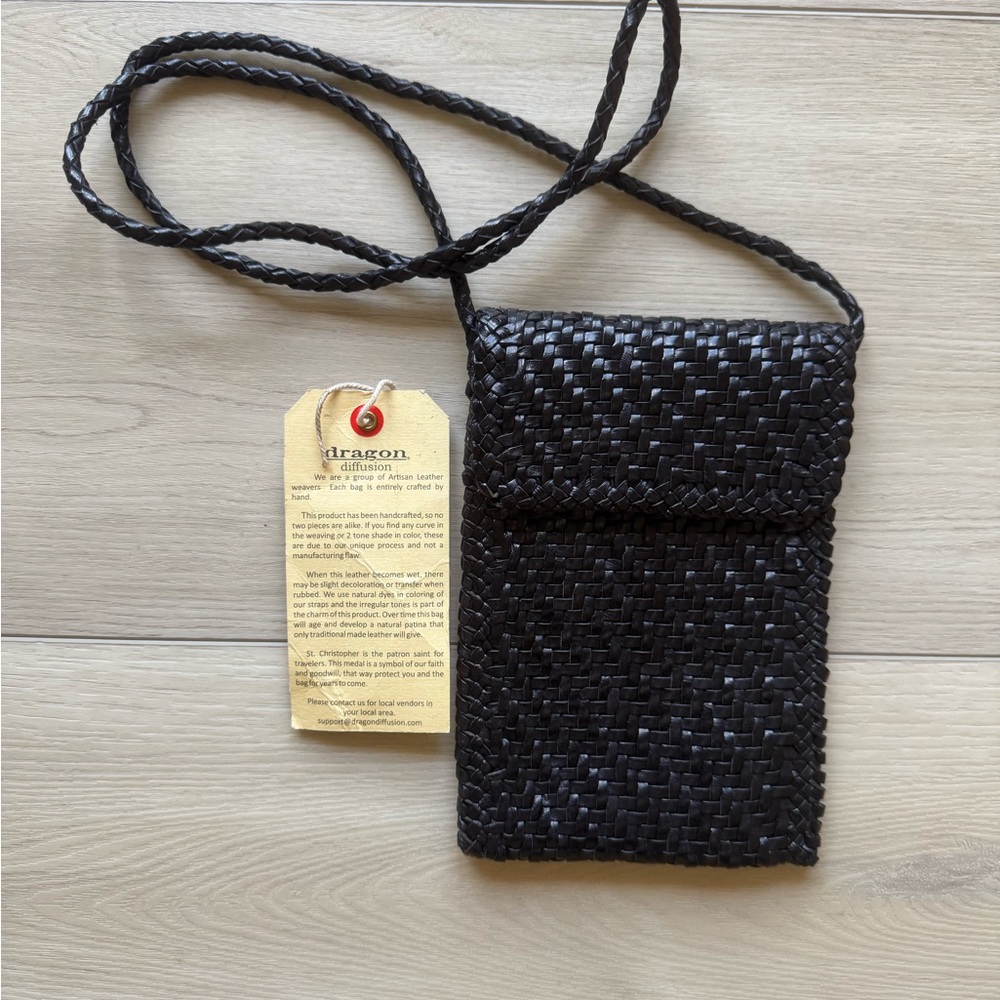 Dragon Diffusion black leather phone bag, never used.